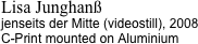 Lisa Junghanß
jenseits der Mitte (videostill), 2008 
C-Print mounted on Aluminium